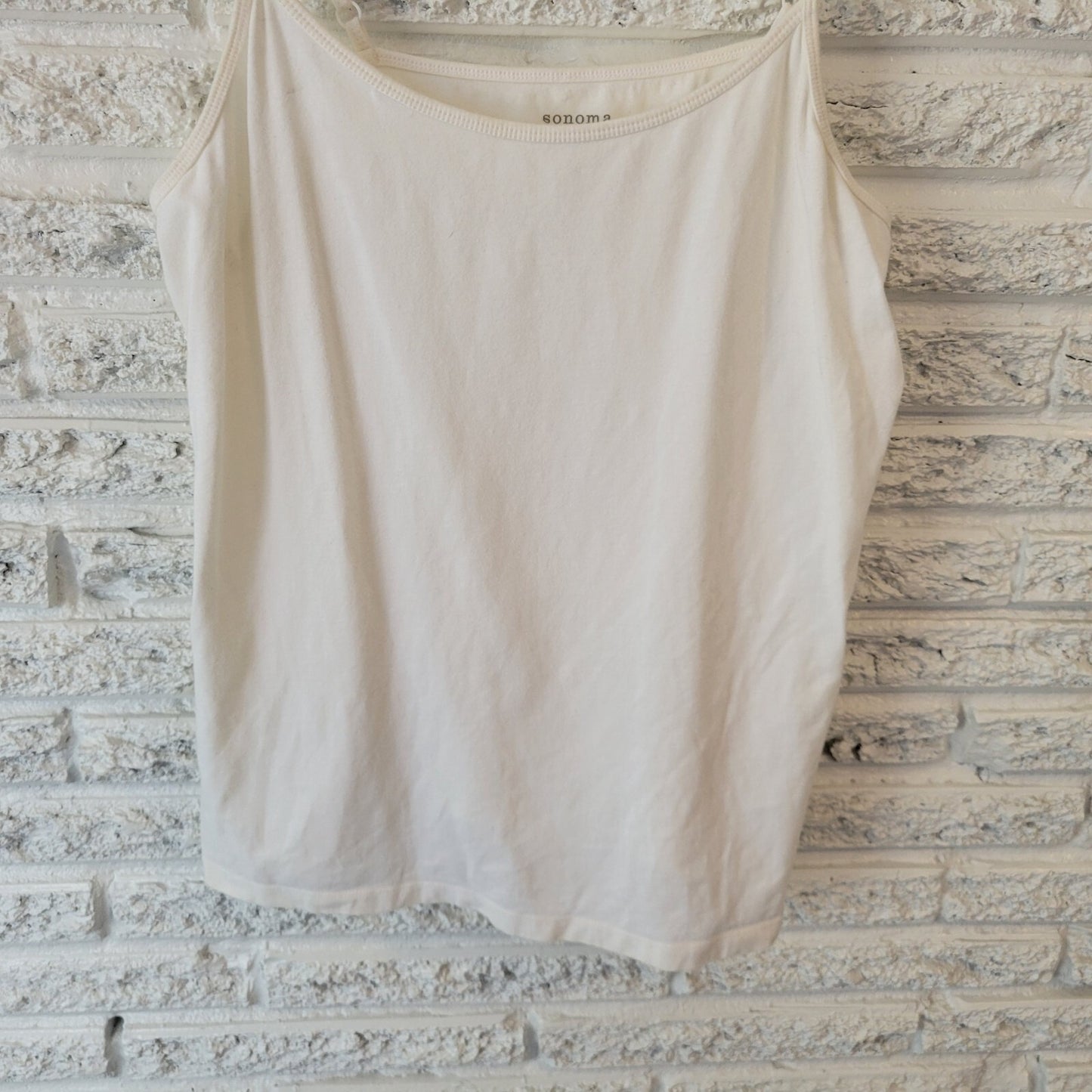 Sonoma Womens Top 1X Plus Camisole Cotton Blend Adjustable Spaghetti Strap White
