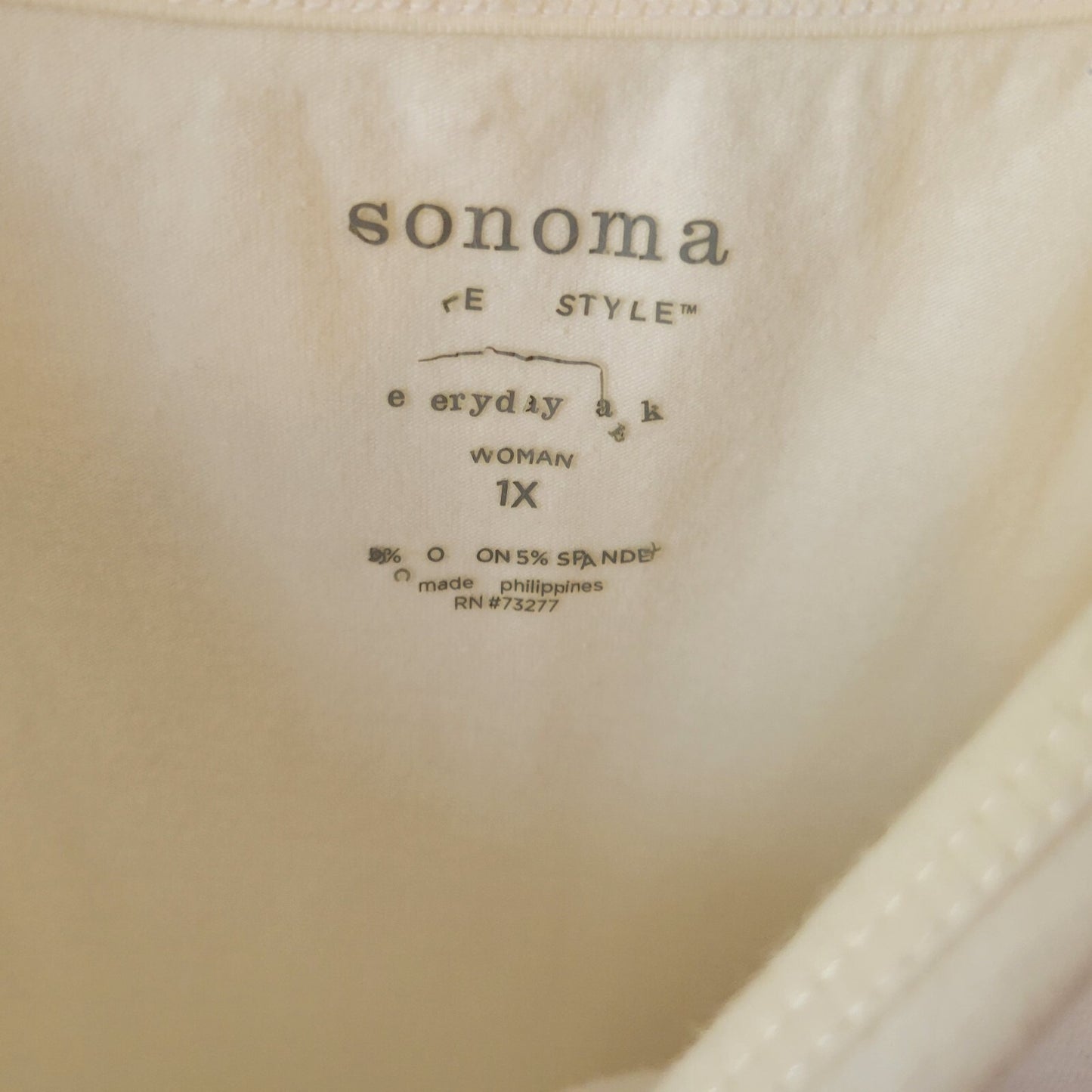 Sonoma Womens Top 1X Plus Camisole Cotton Blend Adjustable Spaghetti Strap White