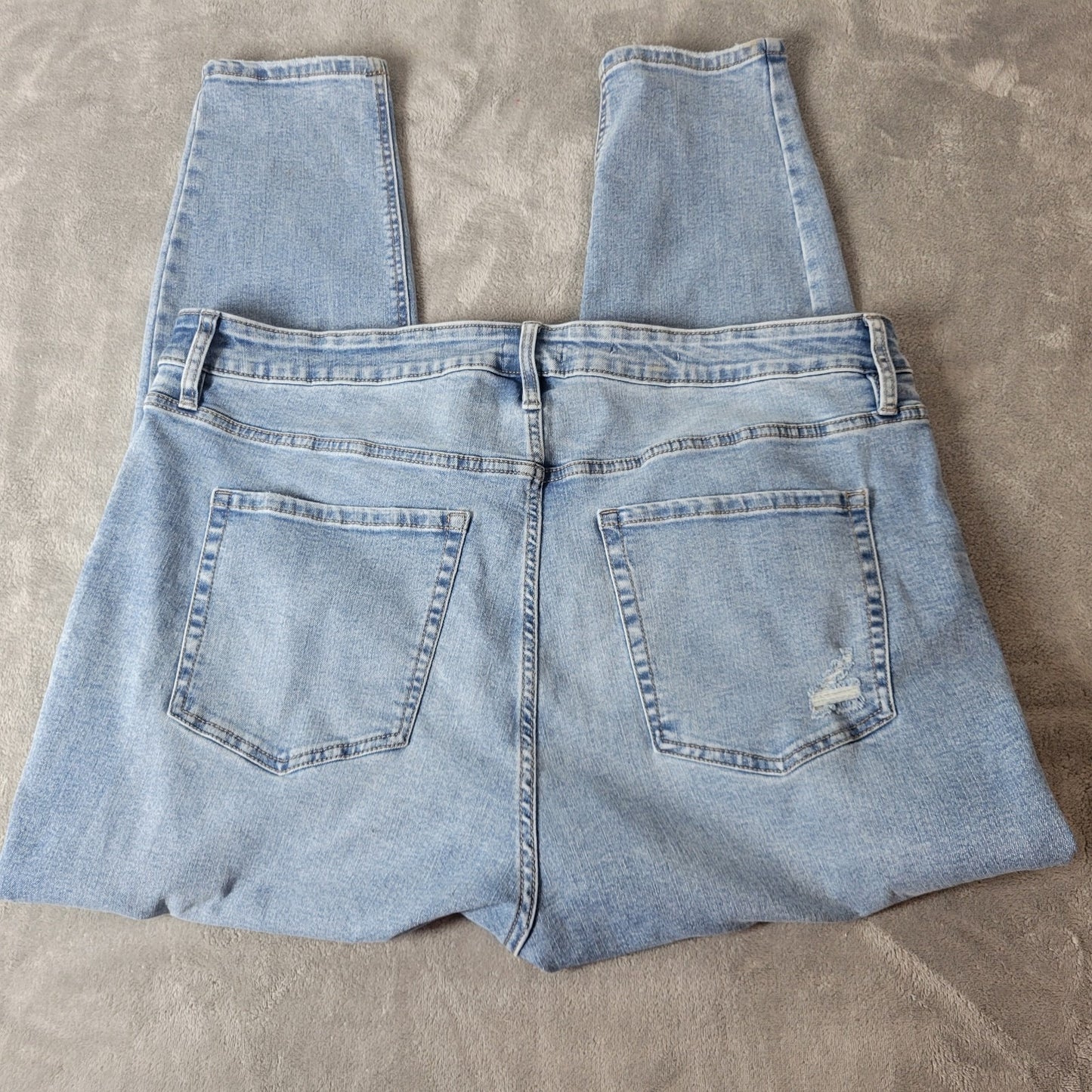 Ava Viv Women Jeans 22 Plus Skinny High Rise Distressed Blue Denim Zip Fly Comfy