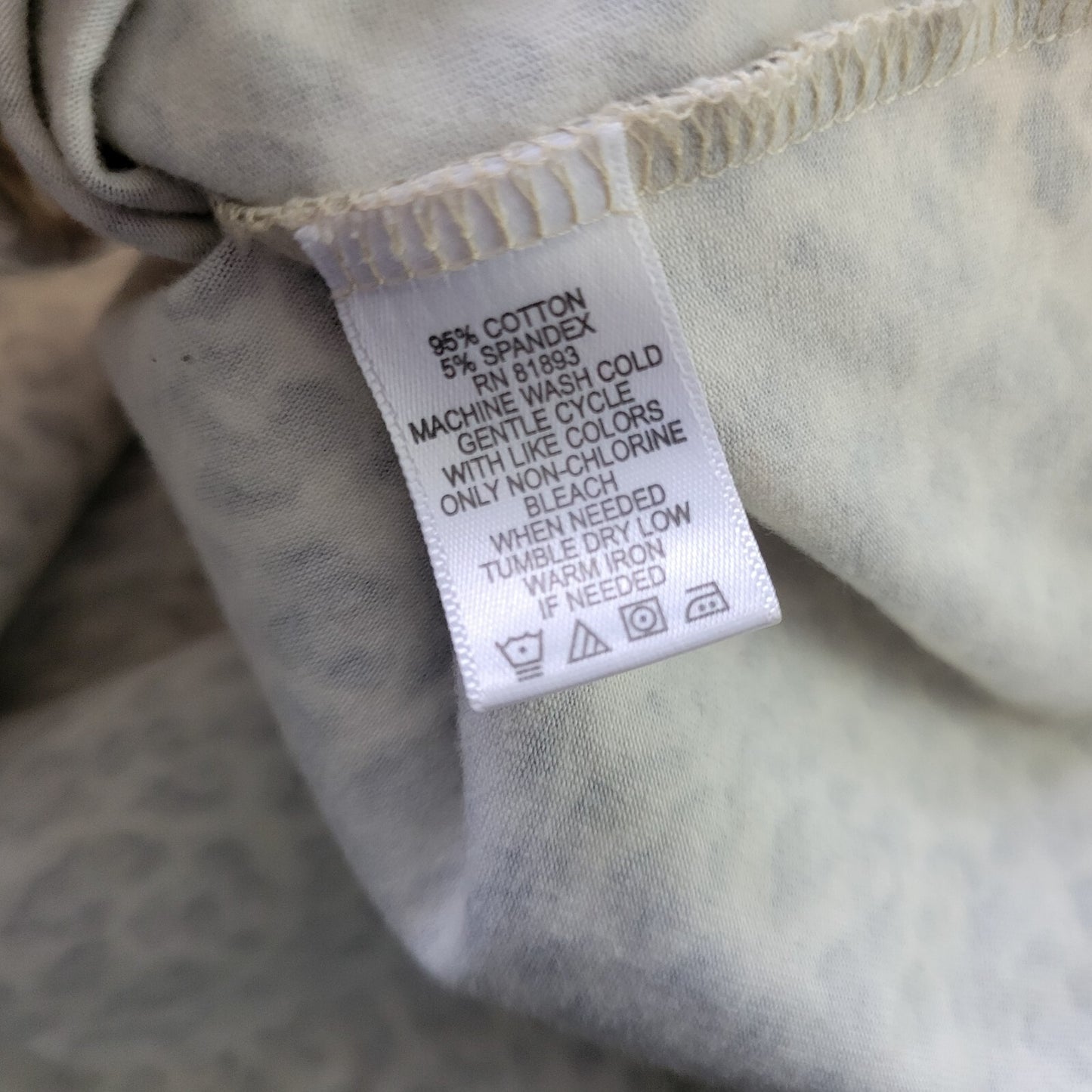 Denim Co Womens Top Extra Large Tee 3/4 Sleeve Gray Animal Print Comfy Casual