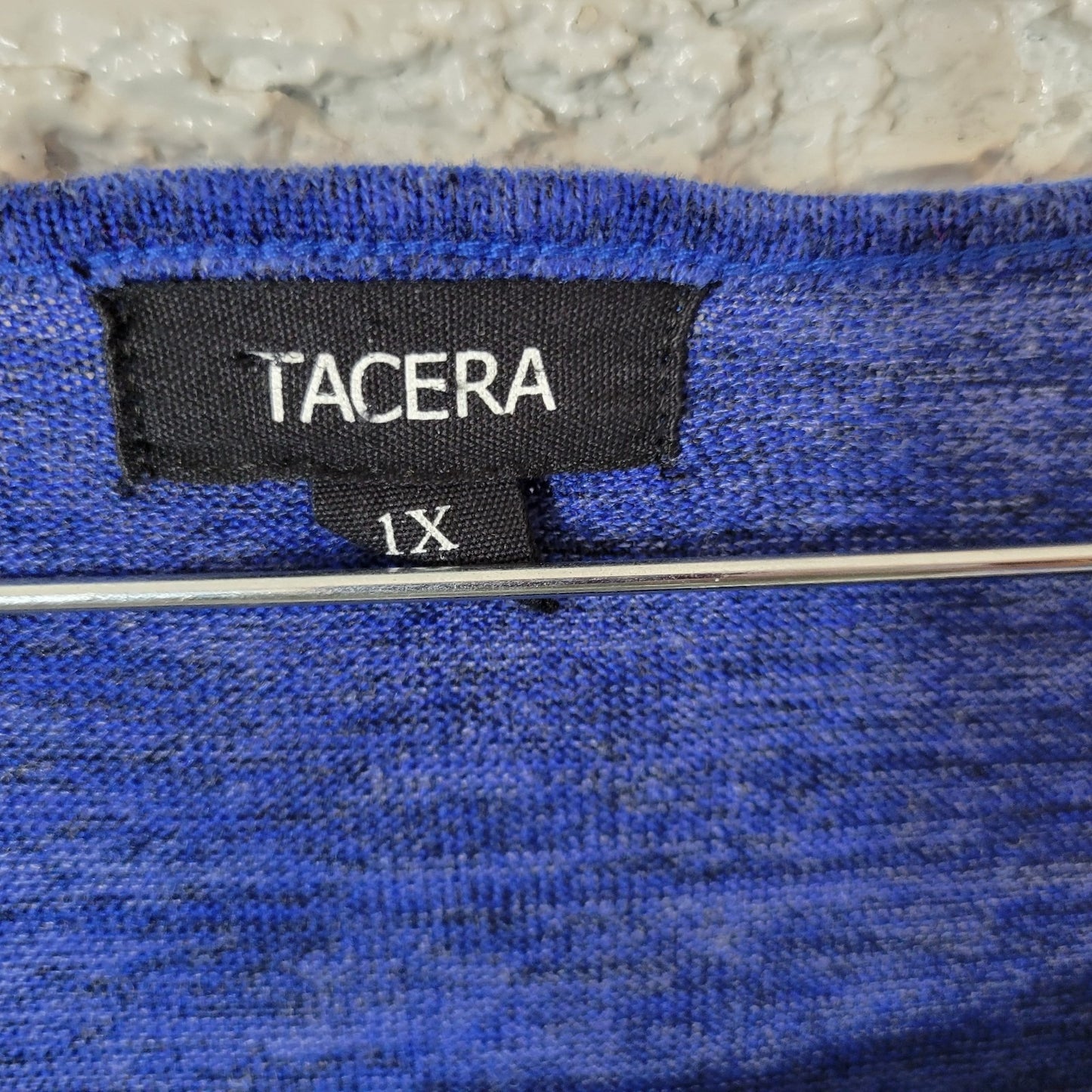 Tacera Womens Dress 1X Plus Mini Double Bell Sleeve Blue Heather Poly Blend