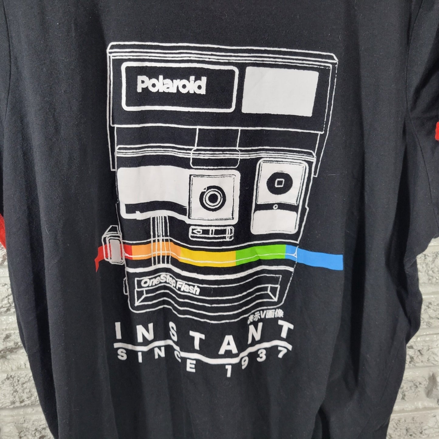 Polaroid Unisex Top 4 Plus Tee Short Sleeve Instant Cotton Blend Black Crew
