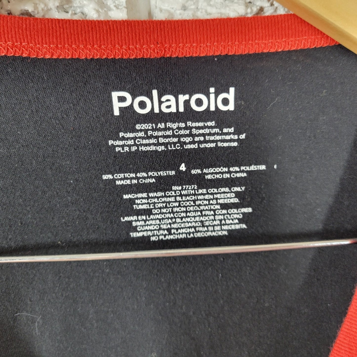 Polaroid Unisex Top 4 Plus Tee Short Sleeve Instant Cotton Blend Black Crew