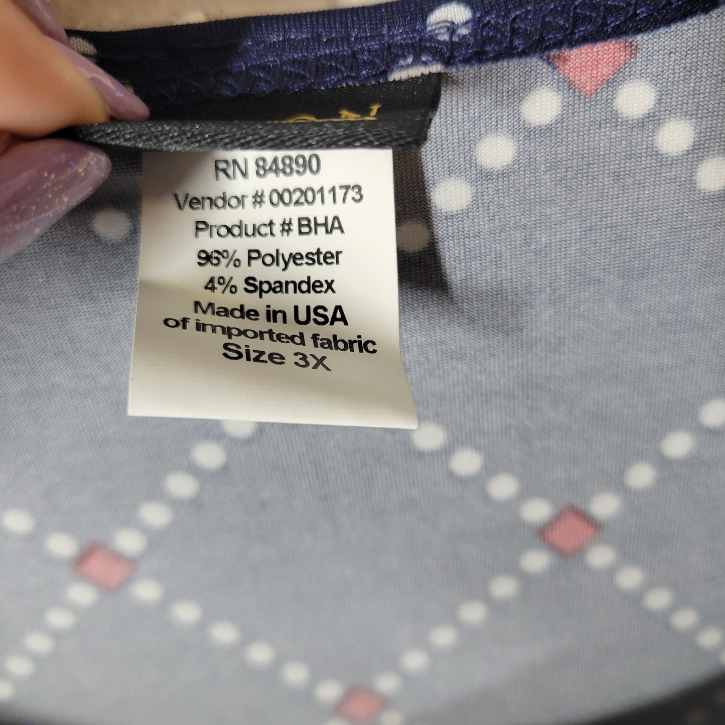 Salon Studio Womens Top 3X Plus Tank Blue Red Geometric Poly Blend Office Casual