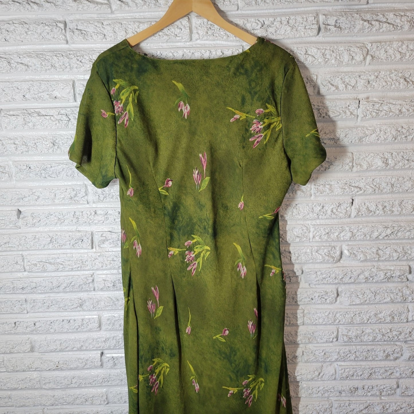 Mlle Gabrielle Womens Dress 20 Plus Short Sleeve Green Floral Polyester Lined