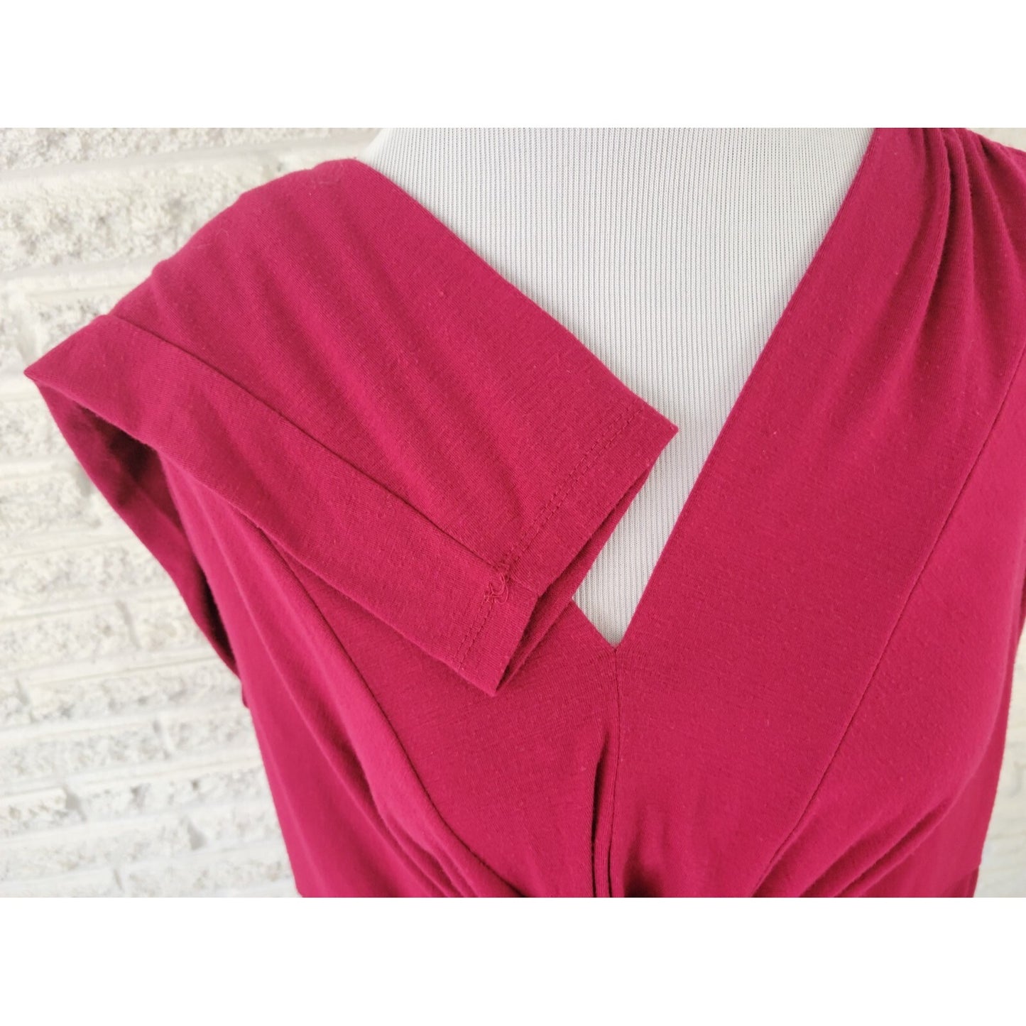 Just My Size Womens Top 2X 18W 20W Plus Long Sleeve Burgundy Gathered Pleated