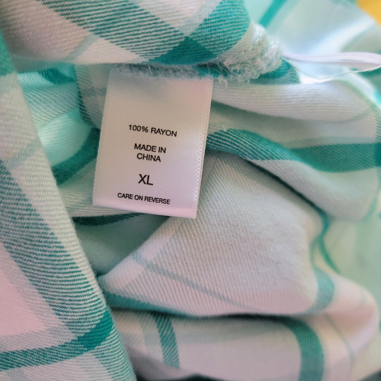 New York Co SOHO Womens Top Extra Large Long Sleeve Green White Plaid Casual