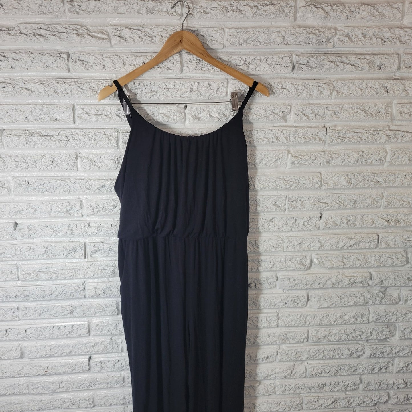 Kaileigh Womens Jumpsuit 2X Plus Sleeveless Spaghetti Black Pockets Casual Comfy