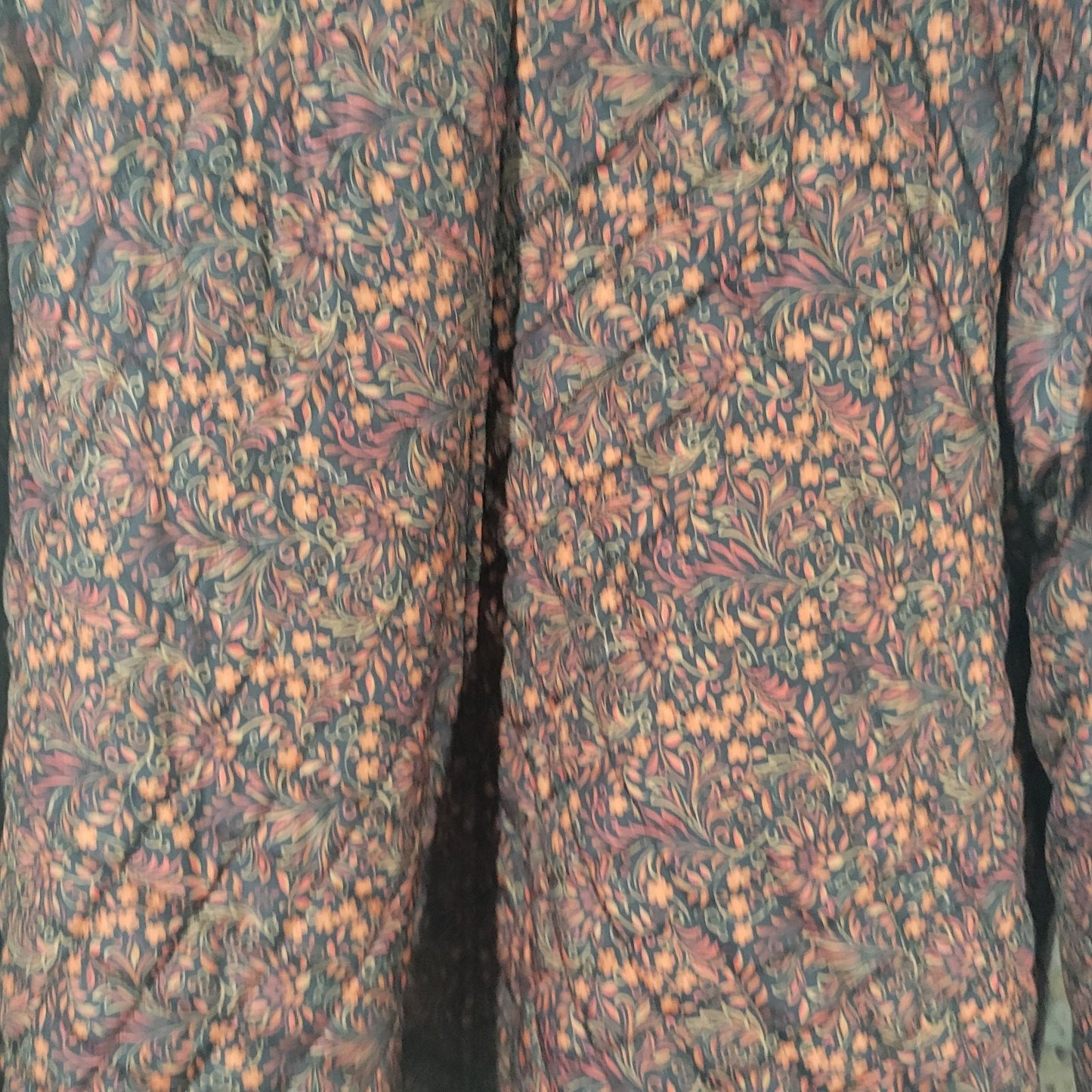 Croft & Barrow 3X Plus Size Quilted Jacket Orange Black Floral Pockets Button