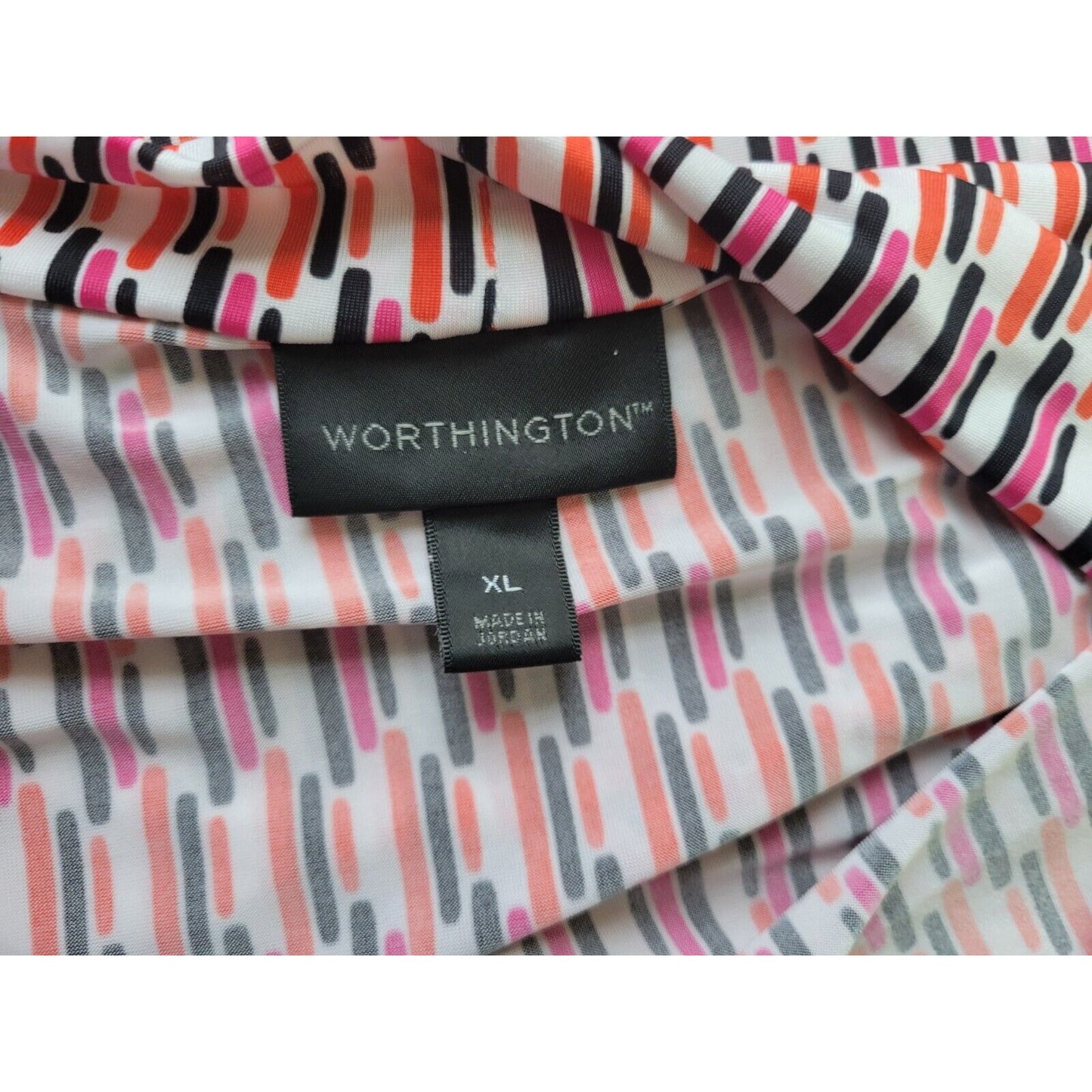 Worthington Womens Top Extra Large XL Sleeveless Pink Geometric Cowl Neck Career