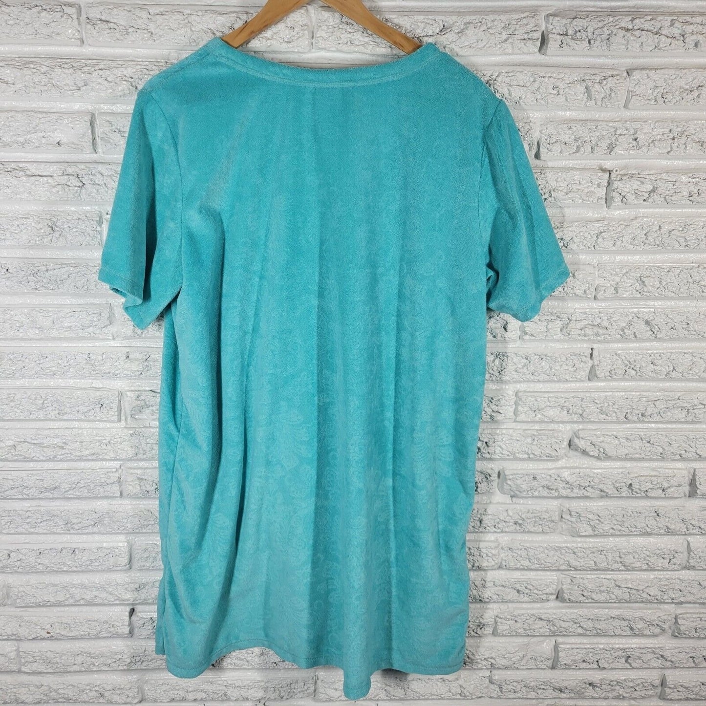 Croft Barrow Women Robe XL Short Sleeve Zip Up Blue Soft Fleece Pockets Lounge