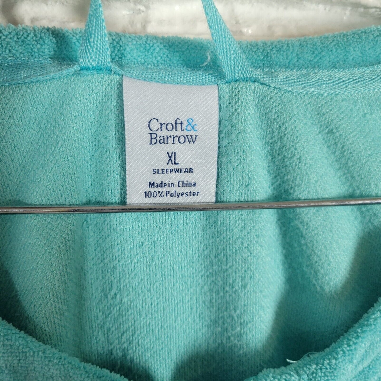 Croft Barrow Women Robe XL Short Sleeve Zip Up Blue Soft Fleece Pockets Lounge