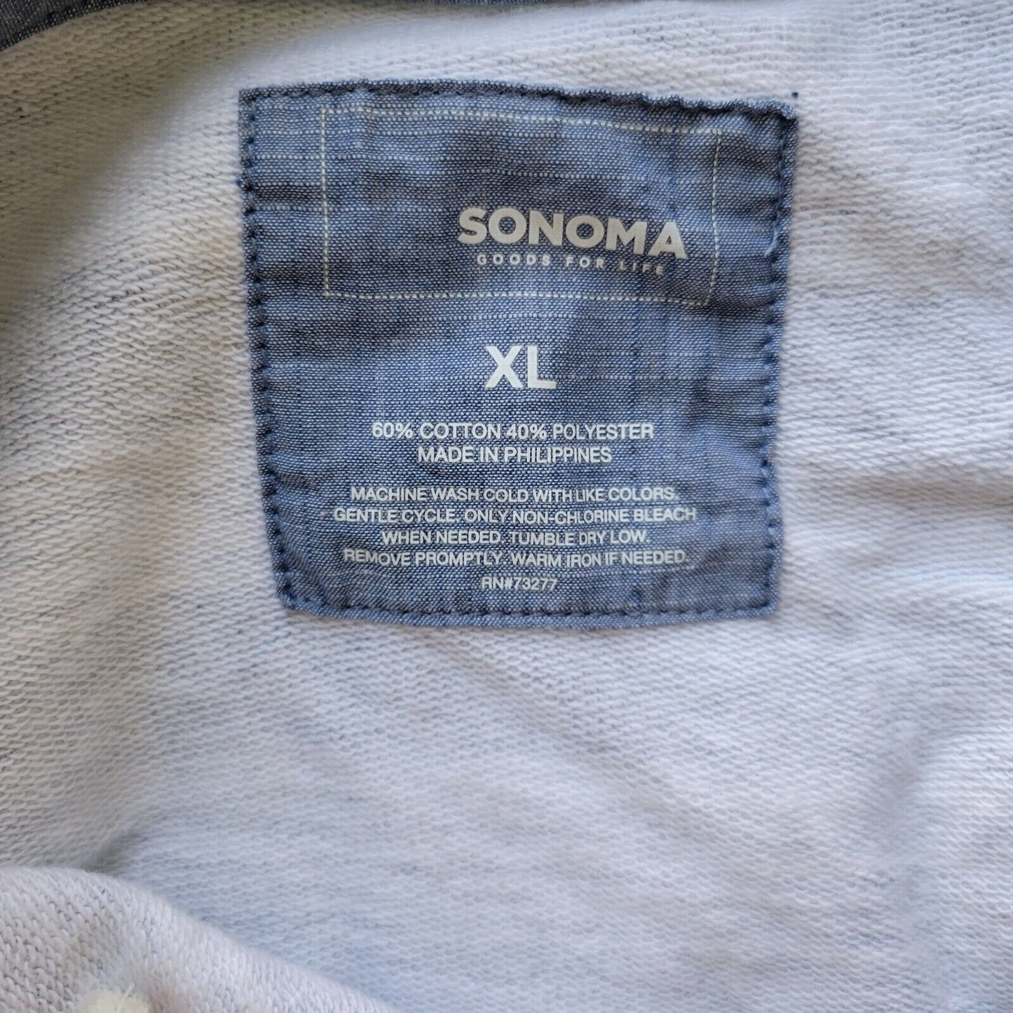 Sonoma Womens Top Extra Large Long Sleeve Blue Watercolor Stripe Pockets Lace Up
