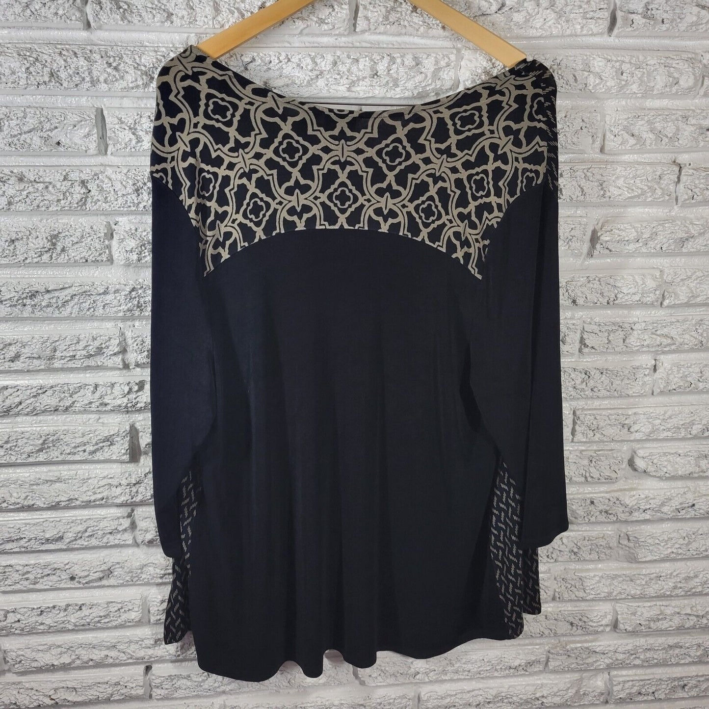 Chicos Travelers Womens Top 3 Standard XL Duster 3/4 Sleeve Travel Knit Black