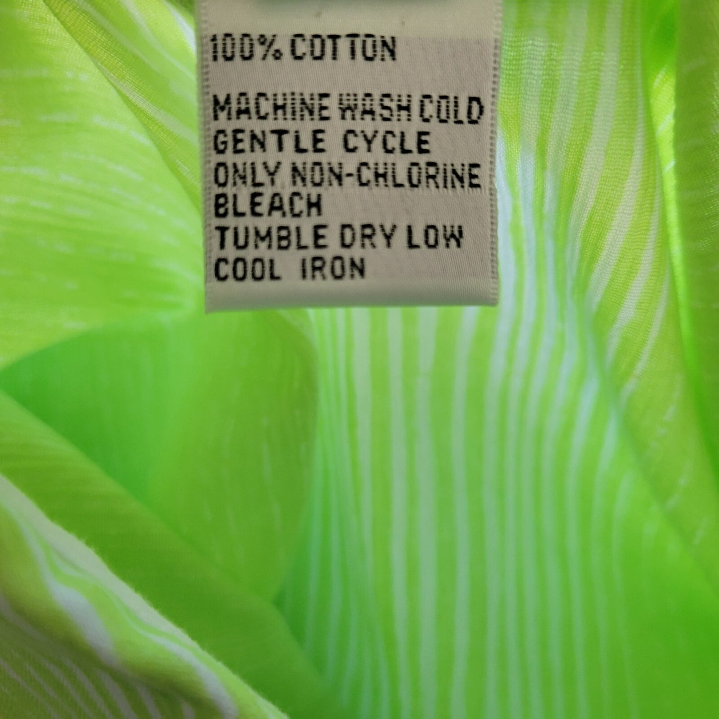 Talbots Womens Top 1X Plus Long Sleeve Lime Green Stripe Cotton Lightweight