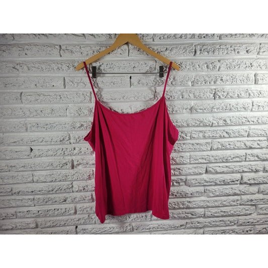 Faded Glory Womens Top 4X Camisole Pink Spaghetti Strap Stretchy Cotton Blend