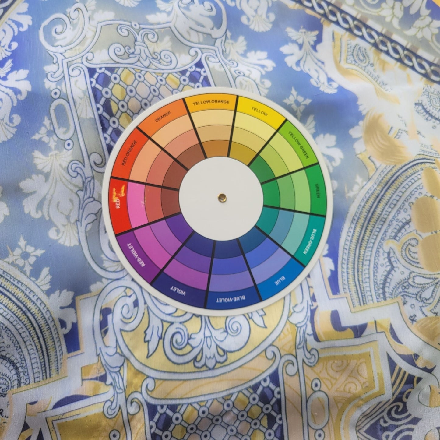 JM Collection Womens Top XL Tunic Split 3/4 Sleeve Blue Geometric Studded Lined