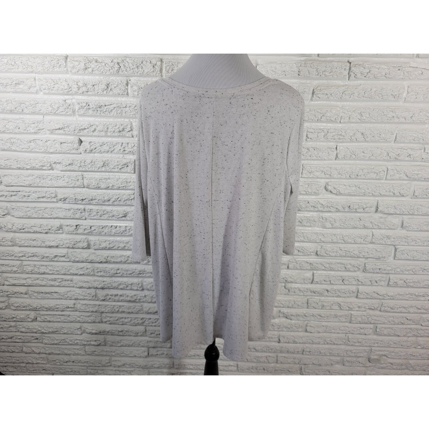 Catherines Womens Top 1XWP 3/4 Sleeve Gray Silver Metallic Asymmetric Thermal