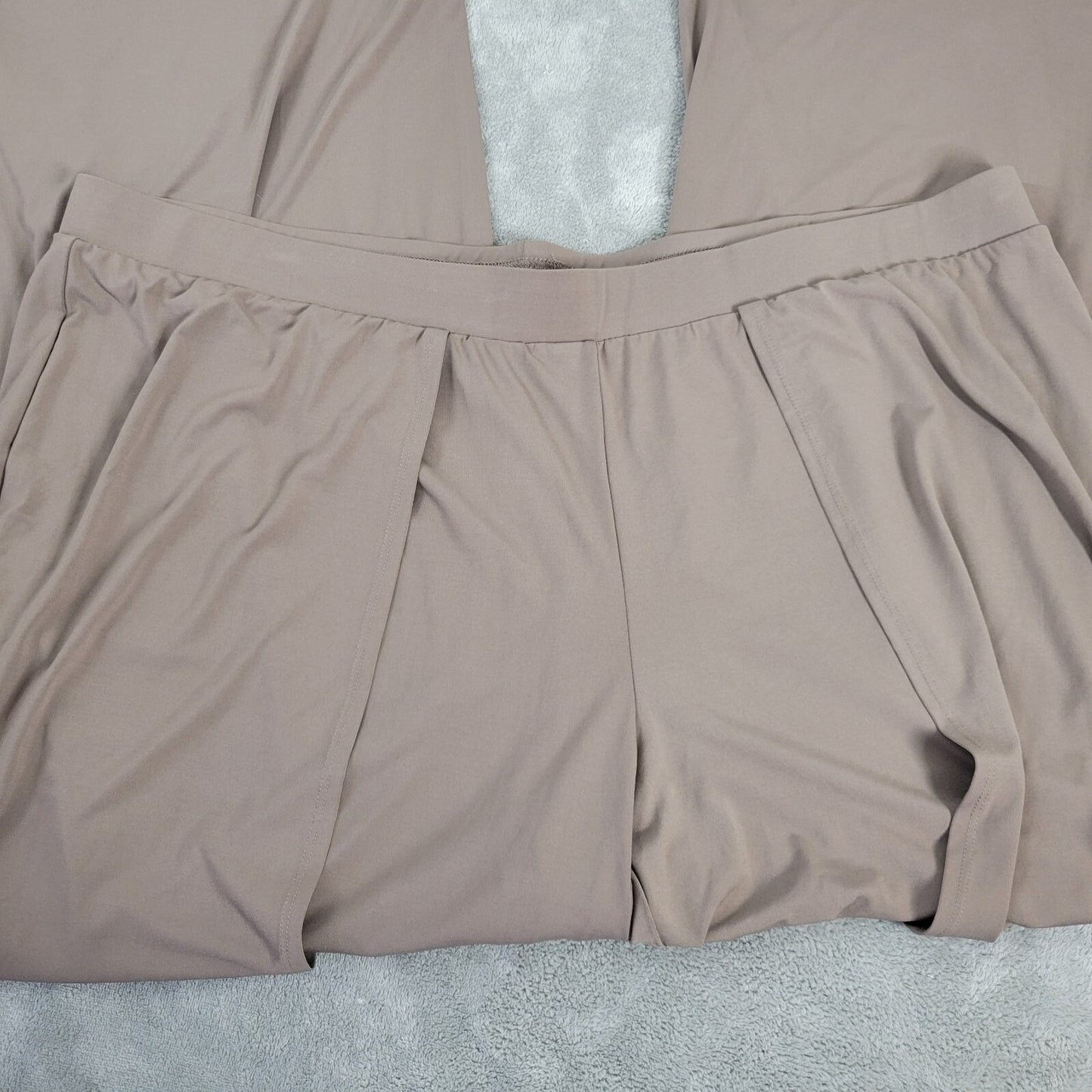 H By Halston Womens Pants 2X Plus Palazzo Pull On Wide Leg Tan Flaps Comfy