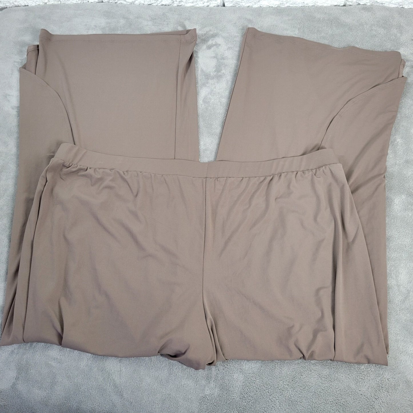 H By Halston Womens Pants 2X Plus Palazzo Pull On Wide Leg Tan Flaps Comfy