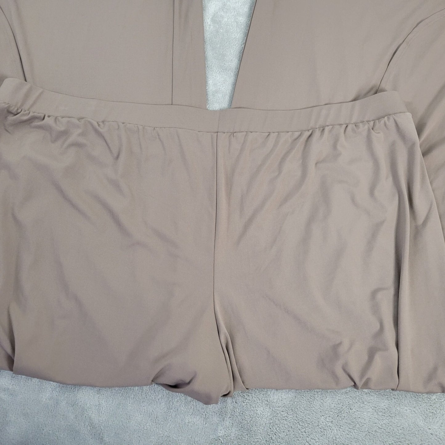 H By Halston Womens Pants 2X Plus Palazzo Pull On Wide Leg Tan Flaps Comfy