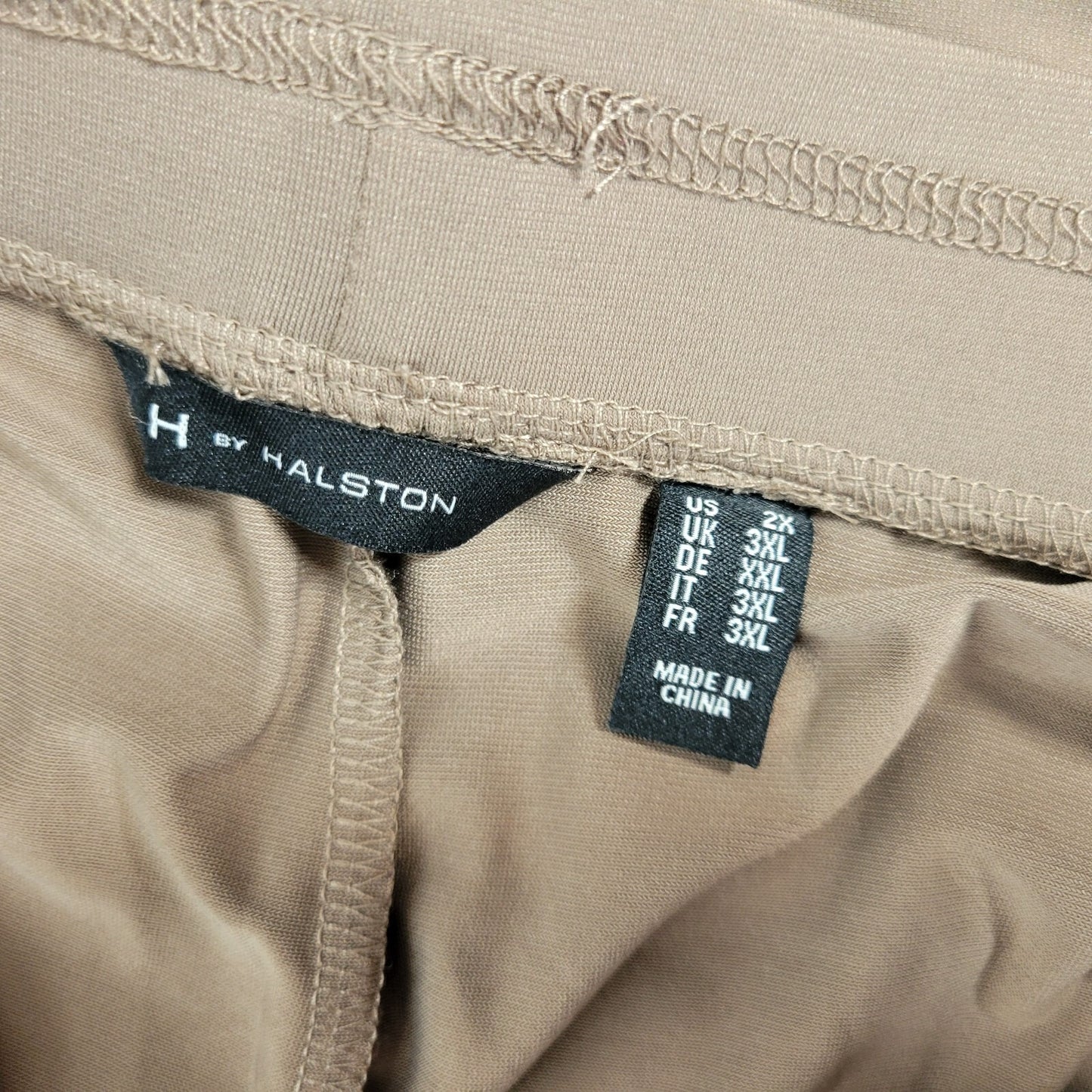 H By Halston Womens Pants 2X Plus Palazzo Pull On Wide Leg Tan Flaps Comfy