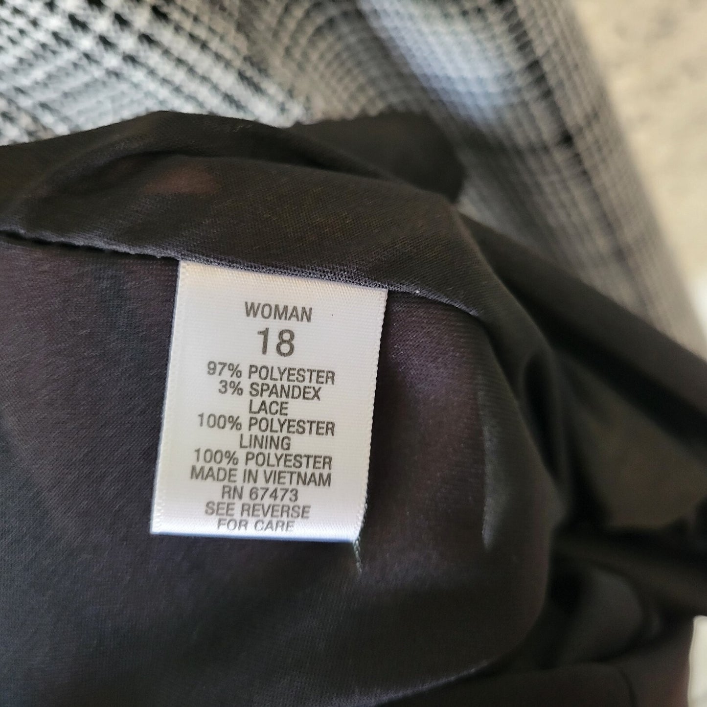 Roz Ali Womens Dress 18 Plus Sleeveless Fit Flare Black Plaid Lace Panels Zip