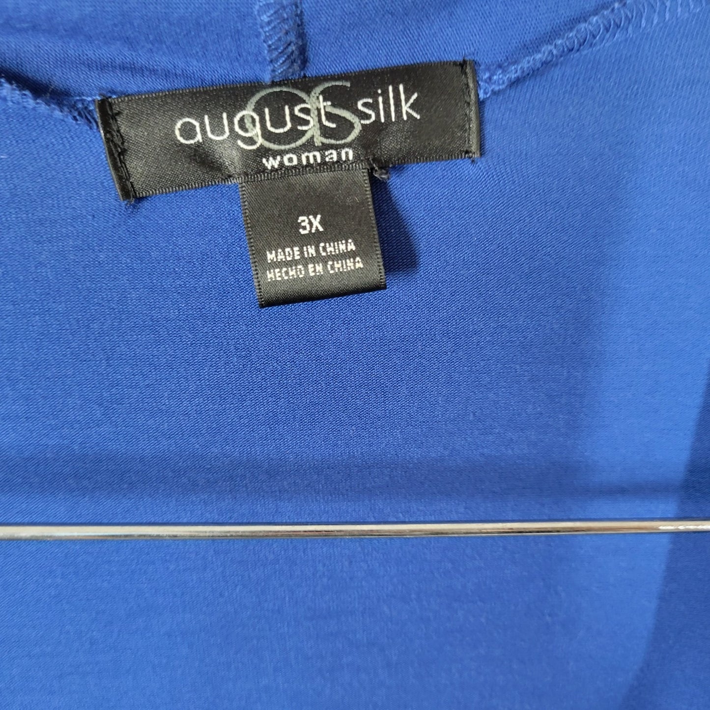 August Silk Womens Top 3X Plus Tunic Short Sleeve Blue Studded Poly Blend Comfy