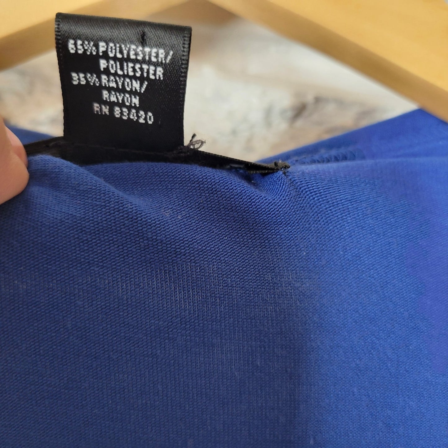 August Silk Womens Top 3X Plus Tunic Short Sleeve Blue Studded Poly Blend Comfy