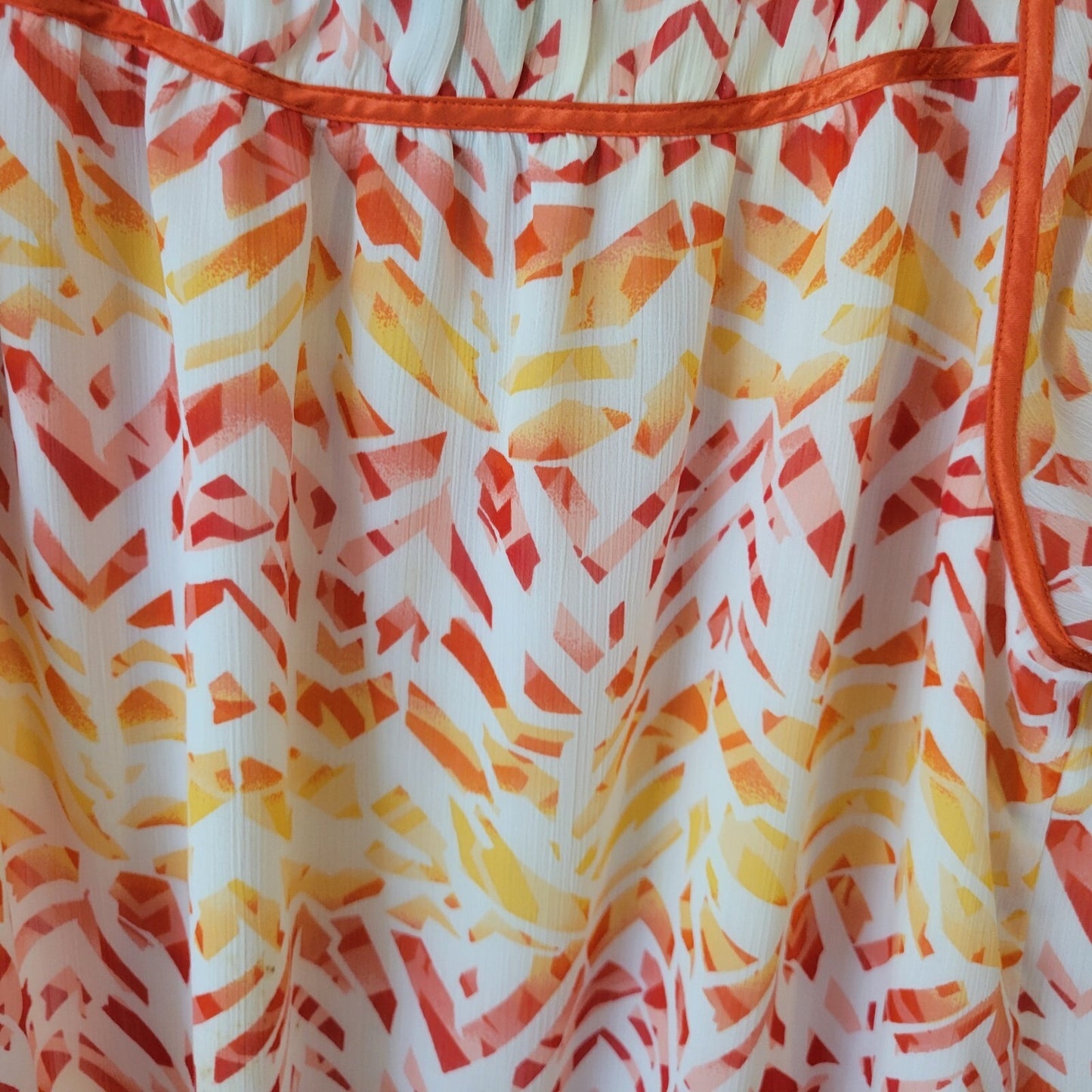 Lane Bryant Womens Top 18 20 Tied Sleeve Orange Watercolor Keyhole Sheer Lined