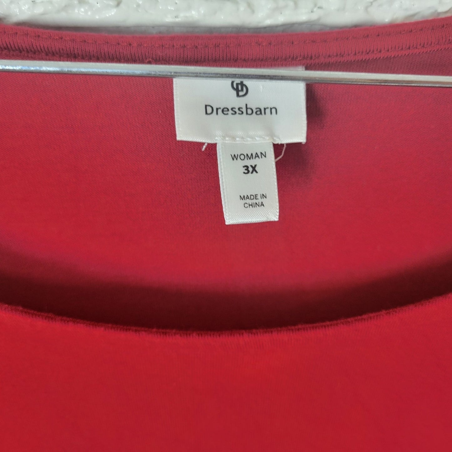 Dress Barn Womens Top 3X Plus 3/4 Sleeve Red Ruffle Rayon Blend Comfy Casual