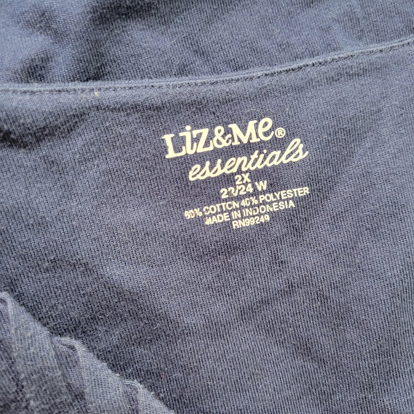 Liz Me Womens Top 2X Tunic Plus Short Sleeve Blue Buttons Cotton Blend Pintucked