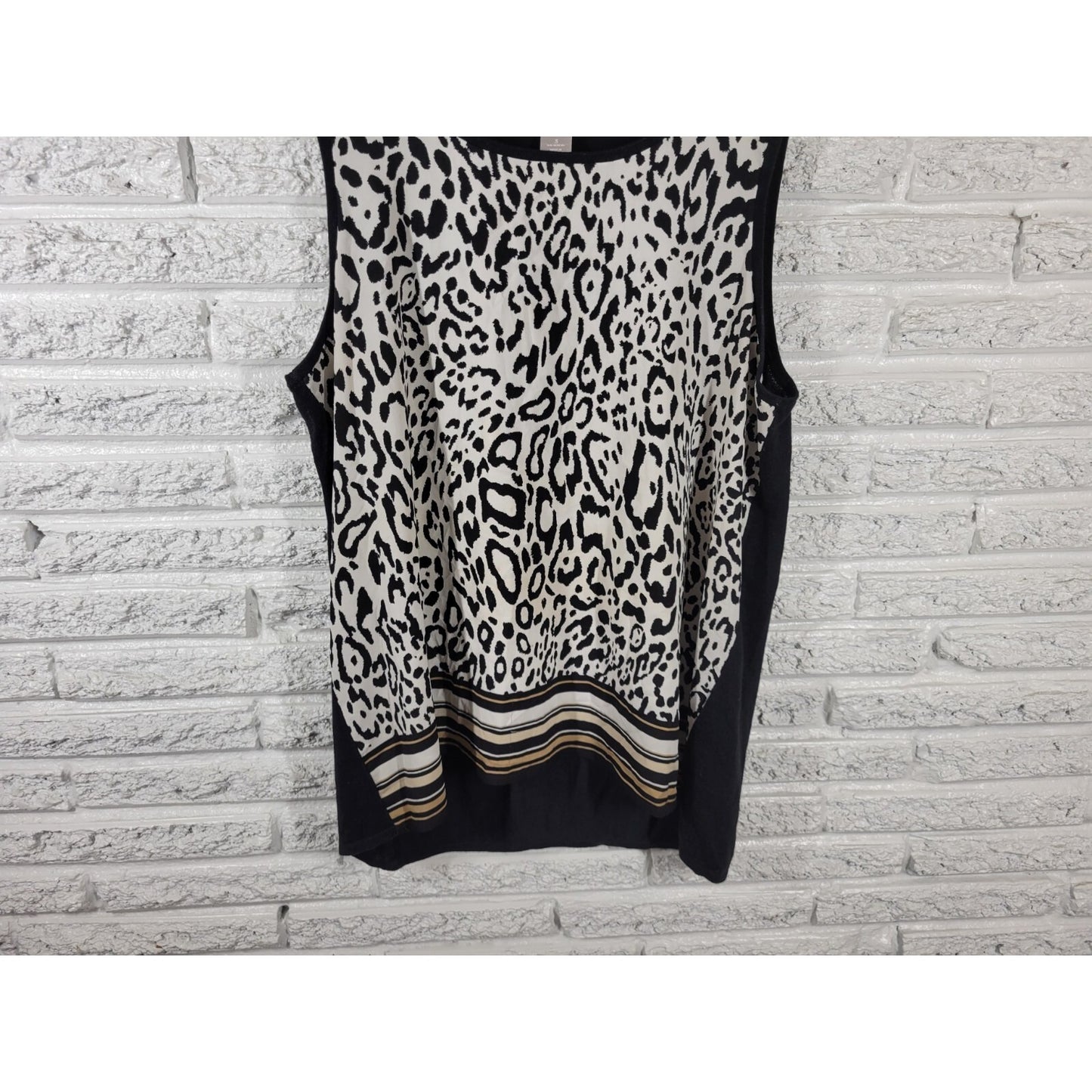 Chicos Women Top 3 Standard Extra Large Tank Black Animal Print Career Casual