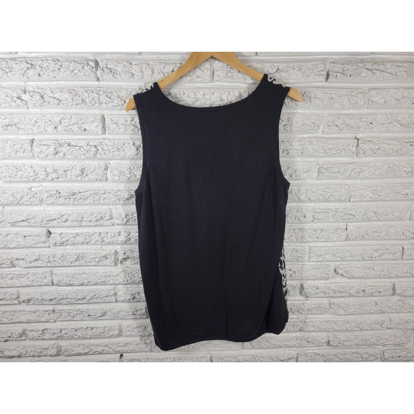 Chicos Women Top 3 Standard Extra Large Tank Black Animal Print Career Casual