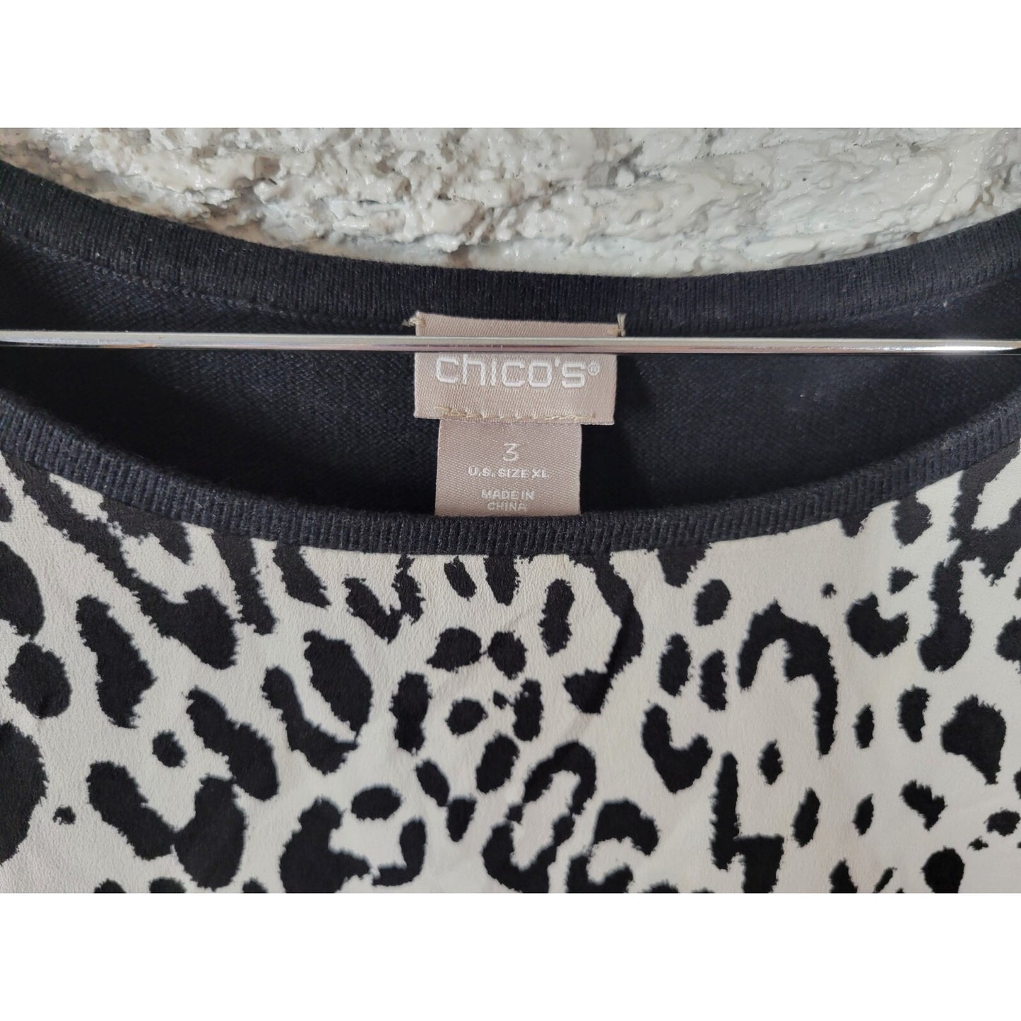 Chicos Women Top 3 Standard Extra Large Tank Black Animal Print Career Casual