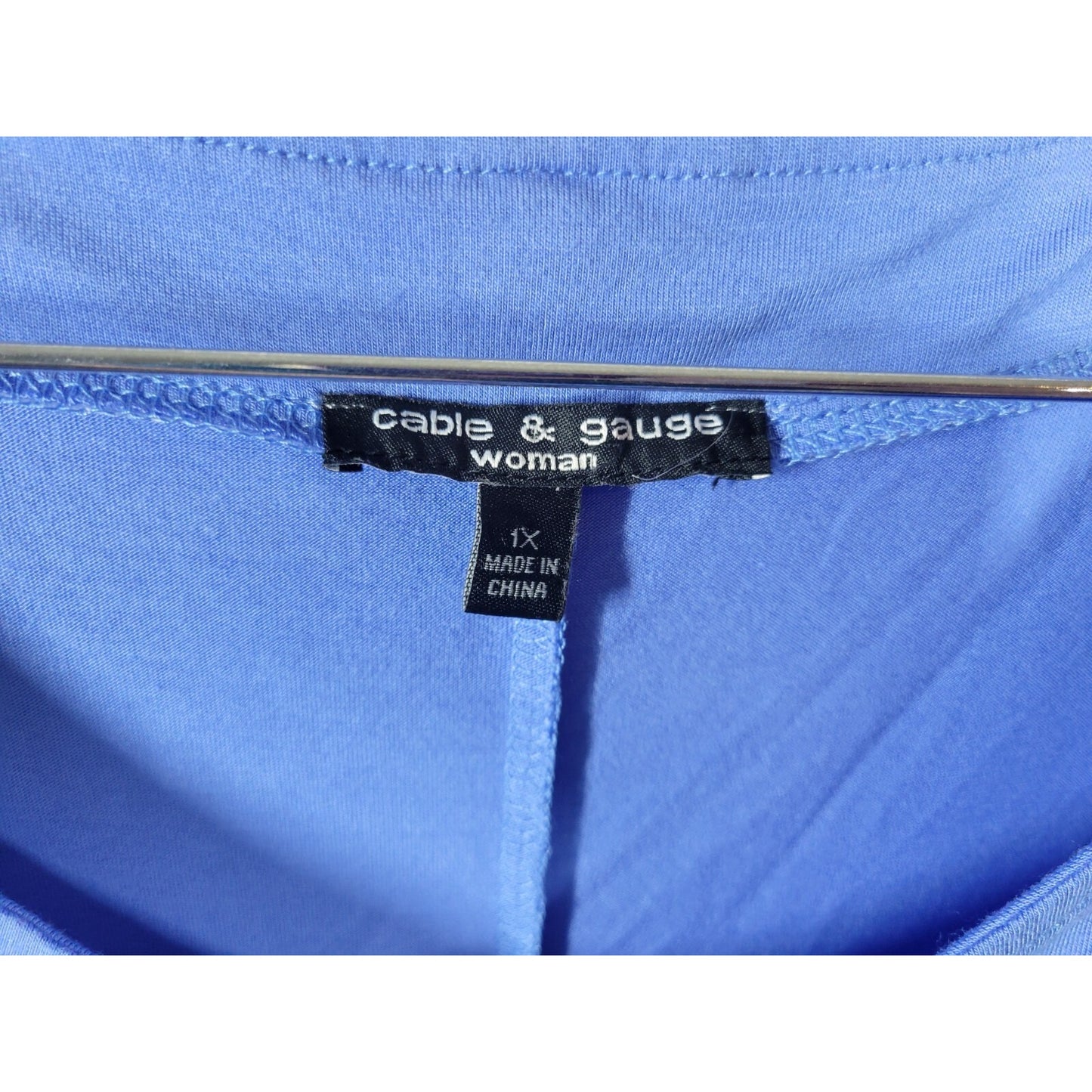 Cable Gauge Womens Top 1X Plus Sleeveless Cold Shoulder Grommets Blue Stretchy