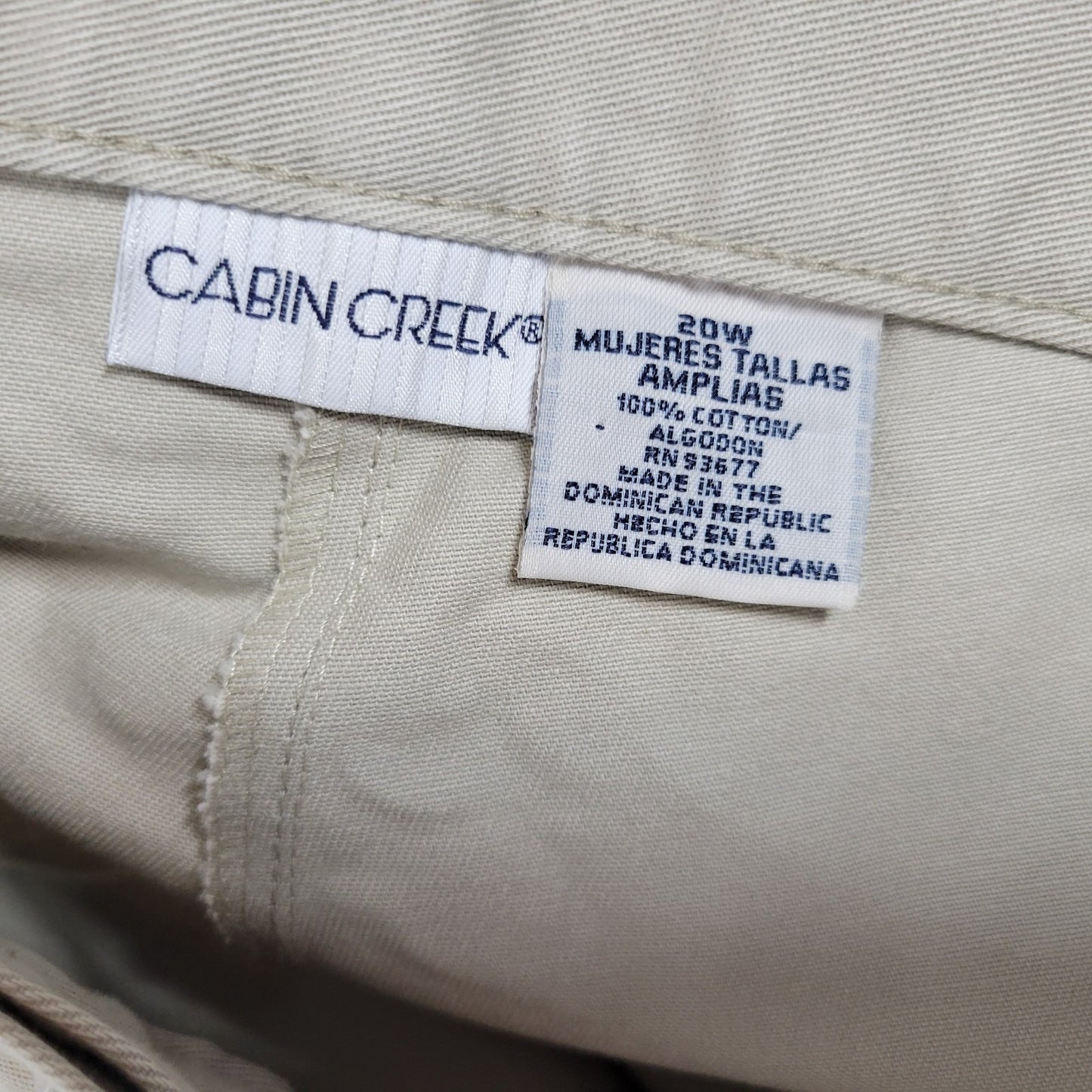 Cabin Creek Womens Pants 20W Plus Capri Beige Cotton Zip Fly Pockets Comfy