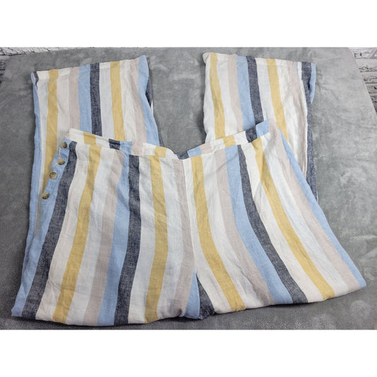 Cato Womens Pants 26W 28W Palazzo Pull On Gold Stripe Lightweight Linen Rayon