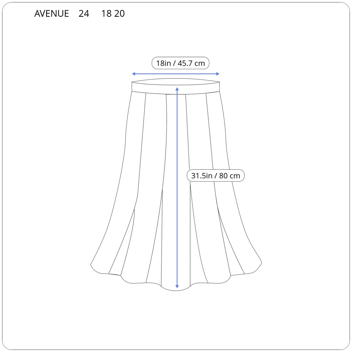 Avenue Skirt 18 Plus Size Blue Purple Watercolor A-Line Knee Length WAT3E