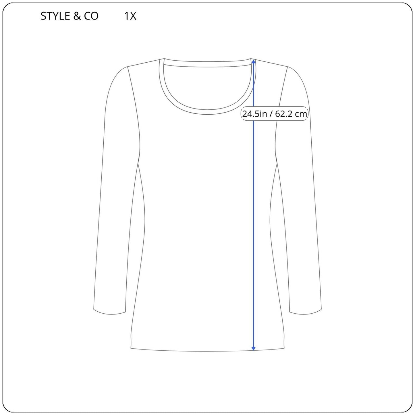 Style & Co Womens Top 1X 3/4 Sleeve Blue Floral Lightweight Poly Blend Casual