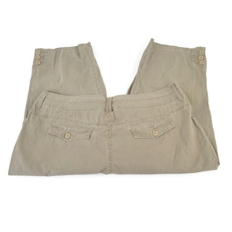 Avenue Womens Pants 18 Plus Capri Modern Fit Flap Pockets Cotton Brown Stripe