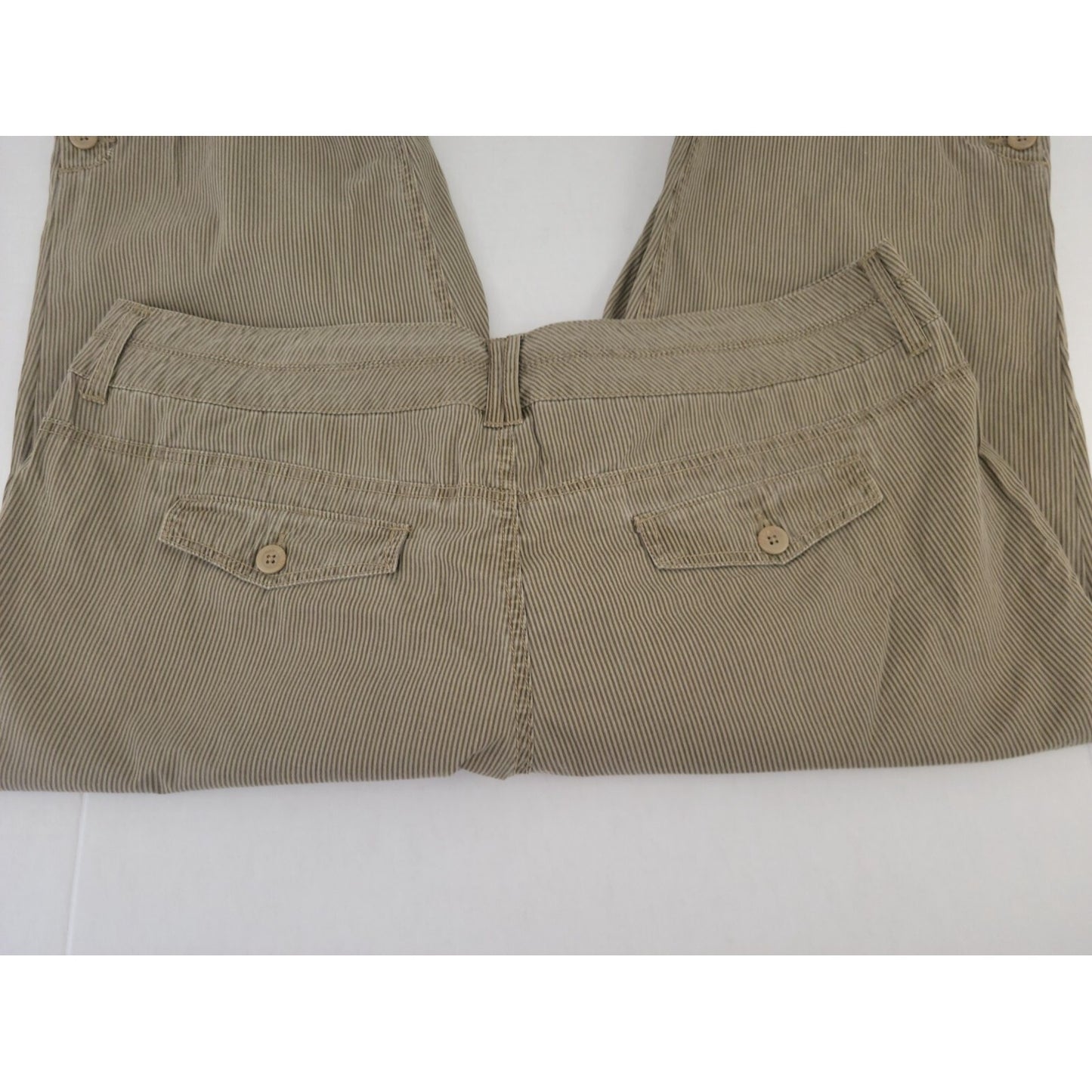 Avenue Womens Pants 18 Plus Capri Modern Fit Flap Pockets Cotton Brown Stripe