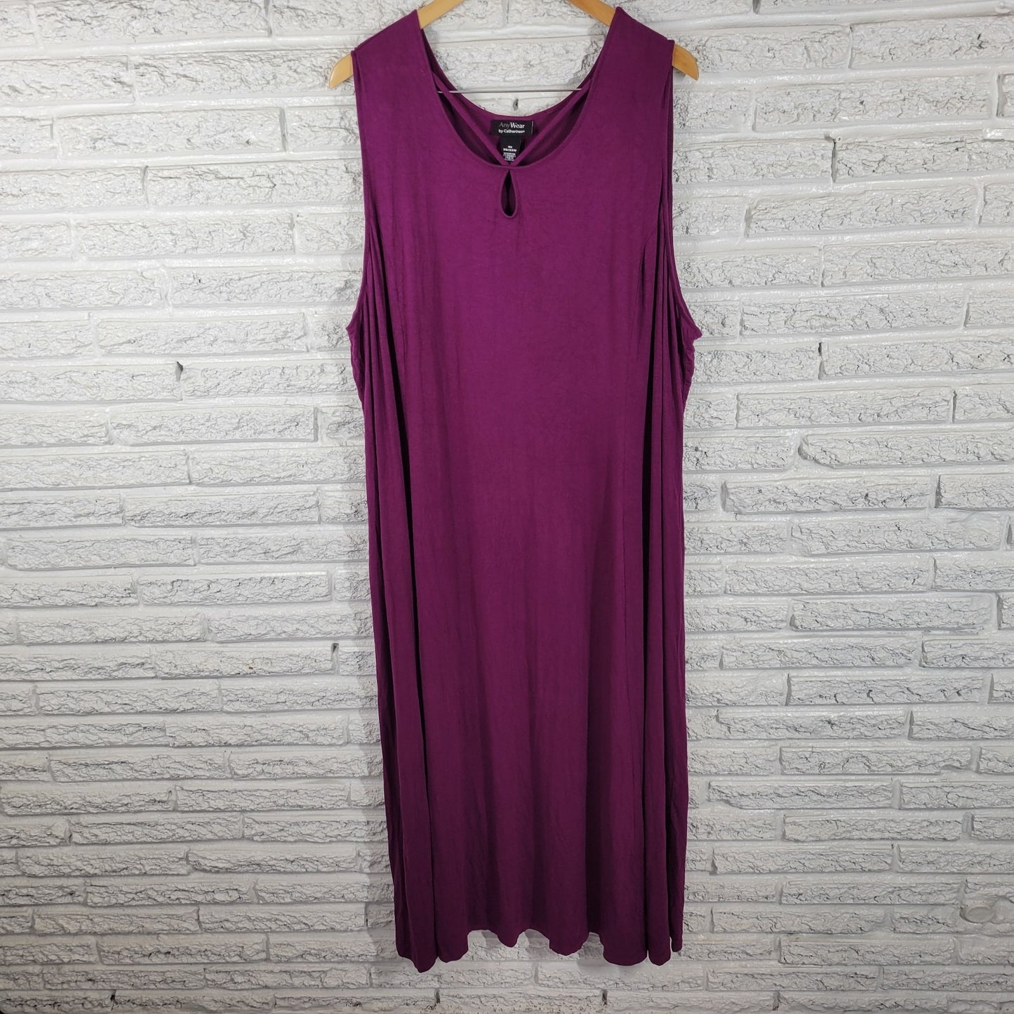 Catherines Womens Dress 4X Plus Sleeveless Shift Midi Purple Rayon Keyhole
