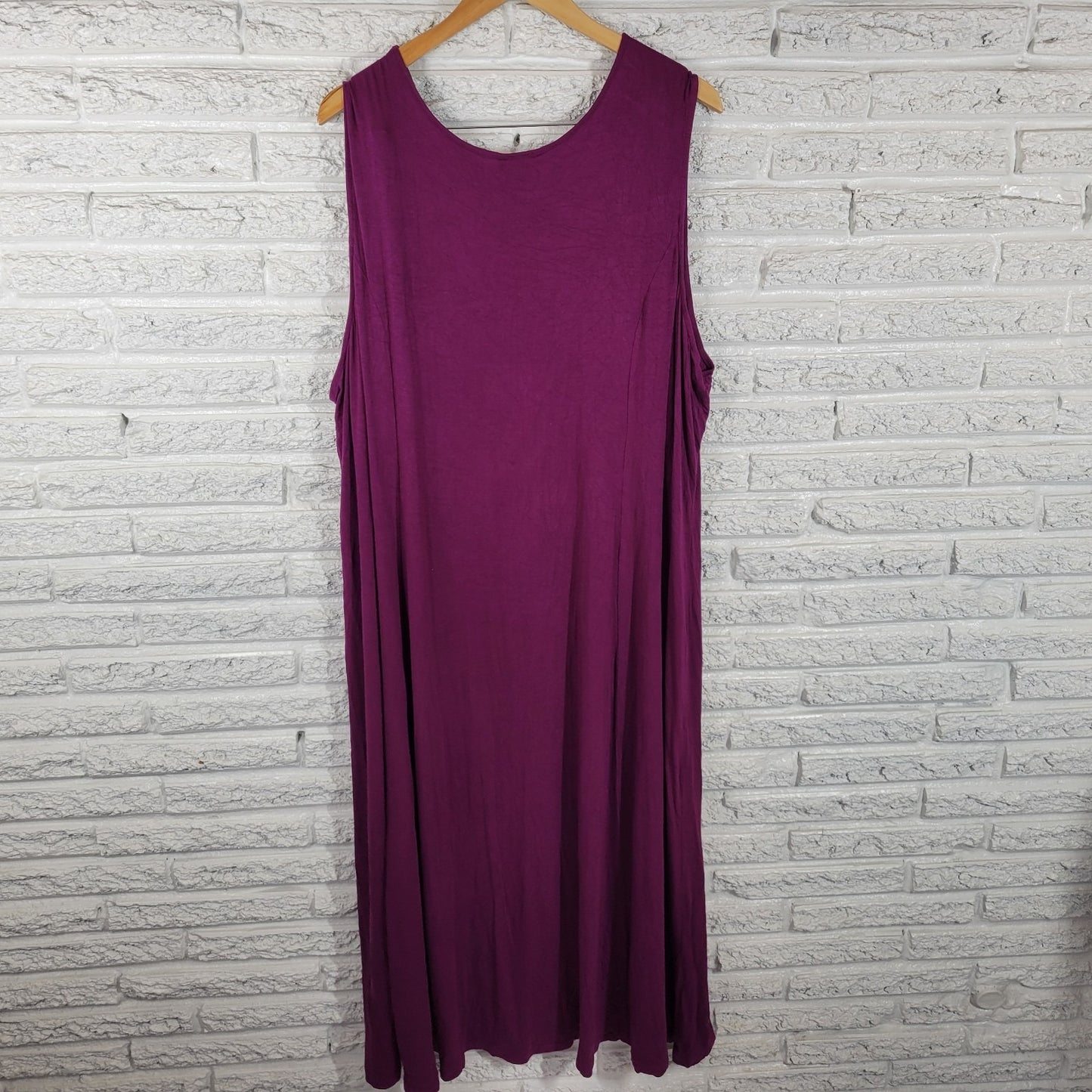 Catherines Womens Dress 4X Plus Sleeveless Shift Midi Purple Rayon Keyhole