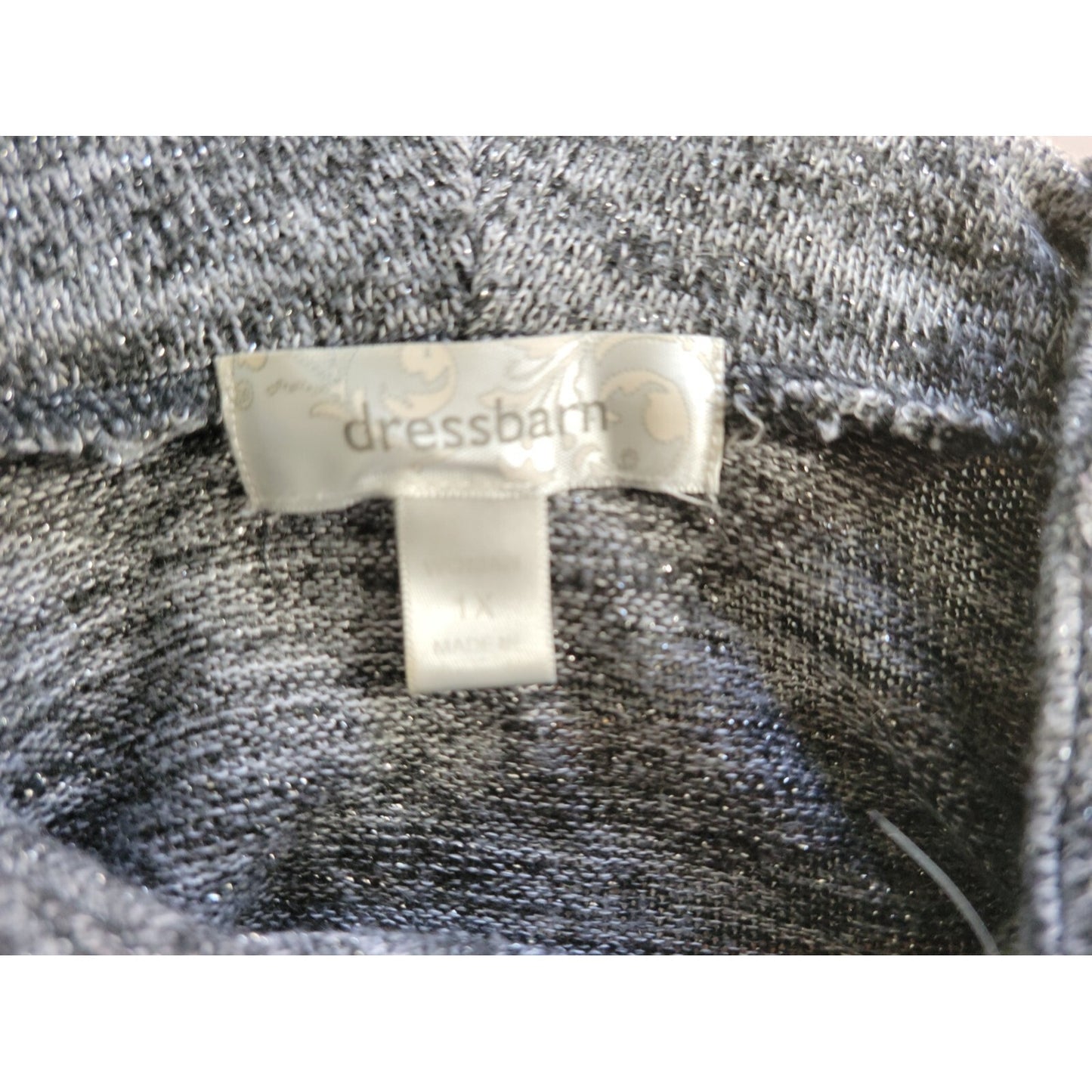 Dress Barn Women Sweater 1X Plus Dolman Sleeve Cowl Neck Gray Marled Speckle