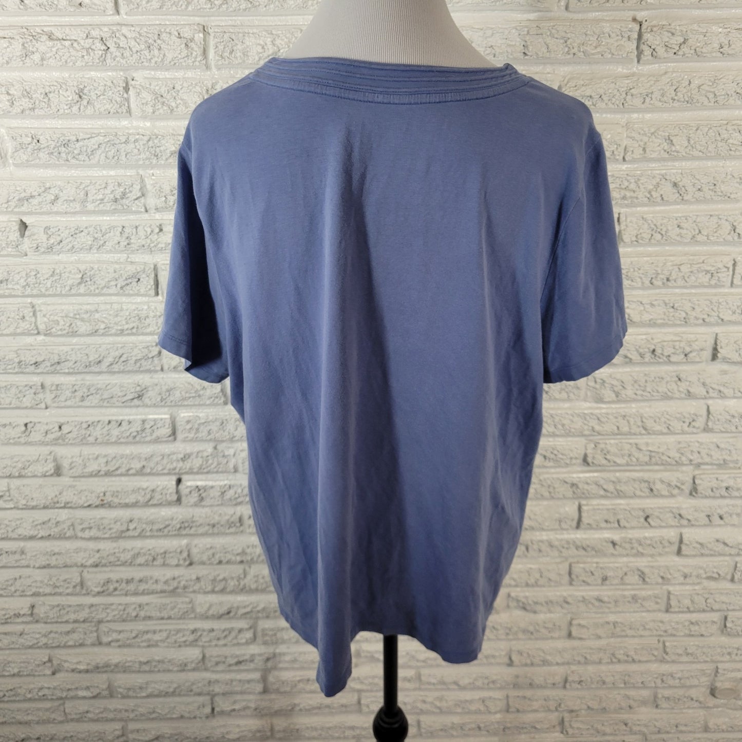 Croft Barrow Womens Top 2X Plus Short Sleeve Pleated Blue Cotton Blend Comfy