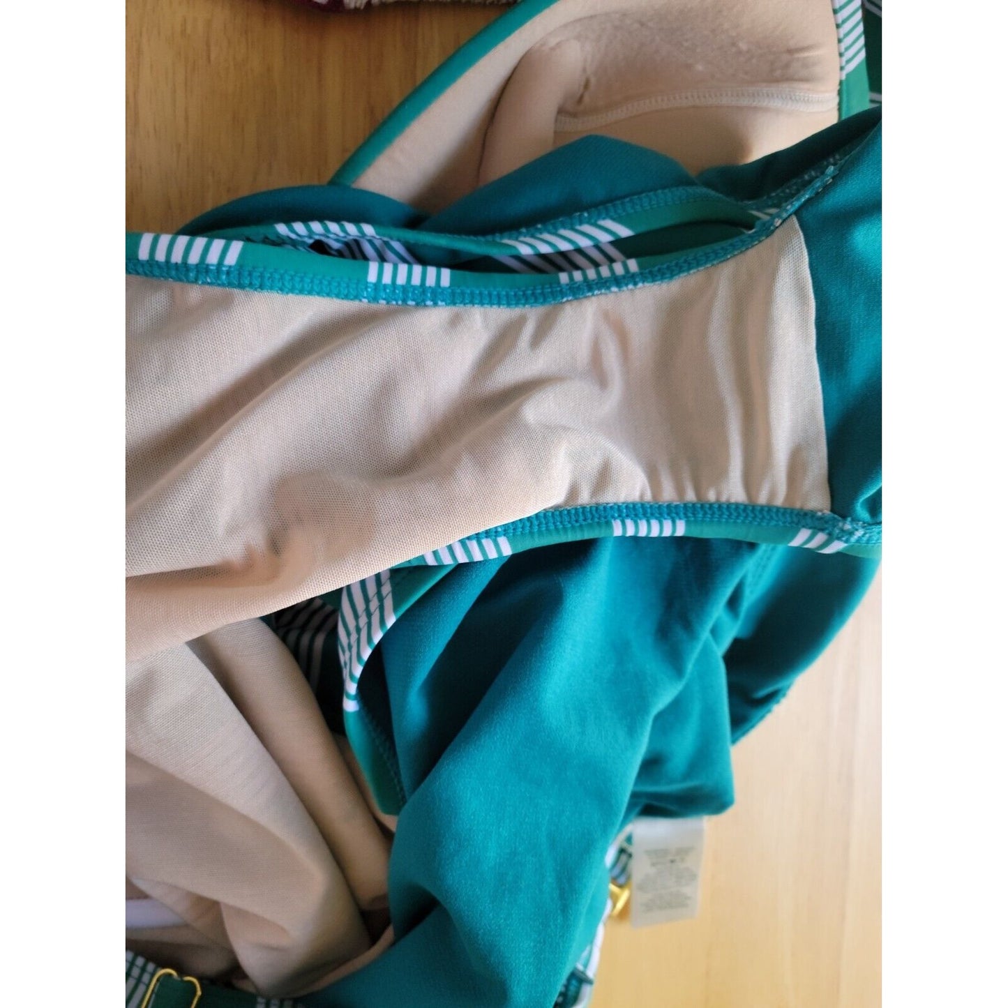 Terra Sky Women Swimsuit 4X 28W 30W One Piece Bra Clip Back Blue Green Stripe