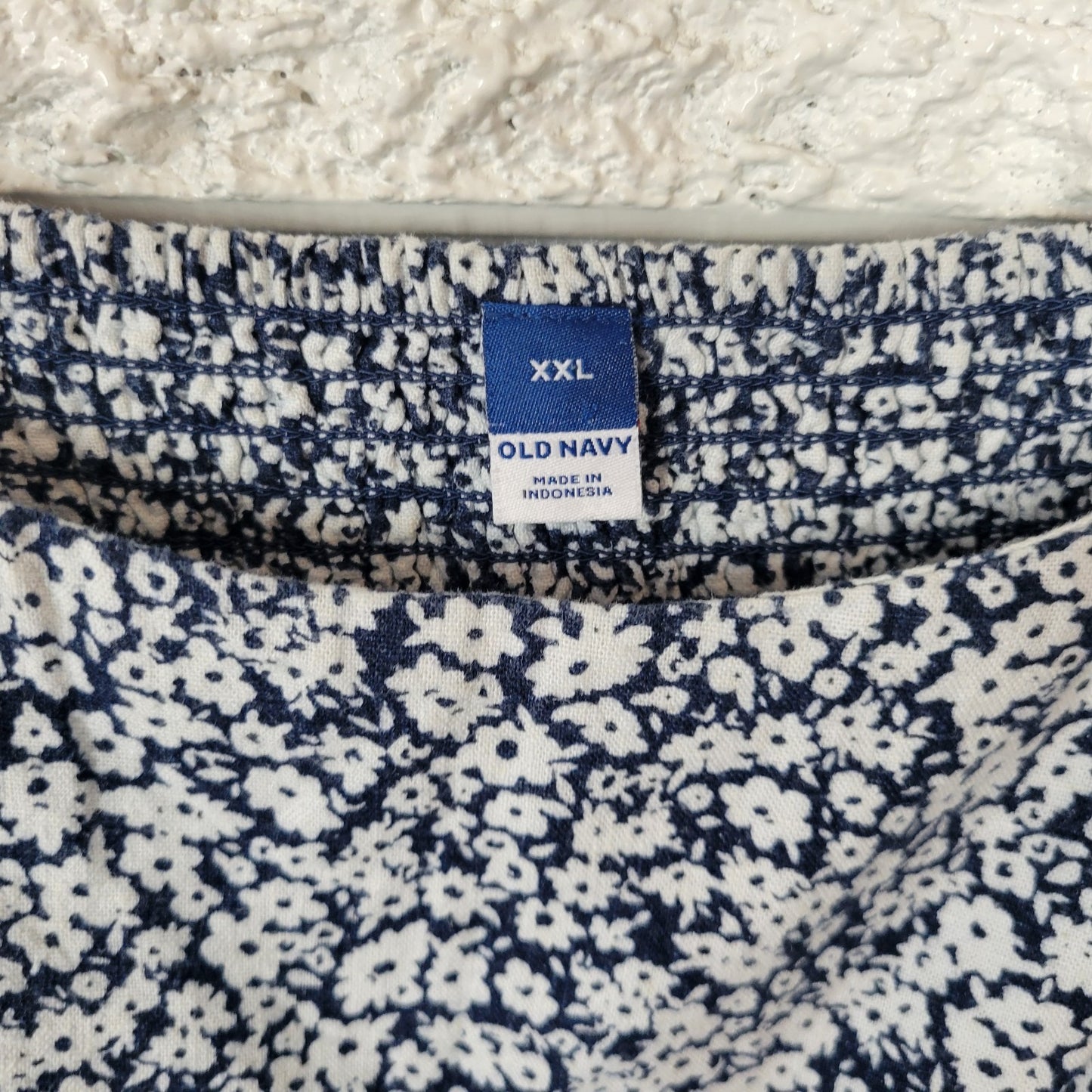 Old Navy Womens Dress XXL Plus Mini Slip Blue Floral Linen Rayon Spaghetti Strap