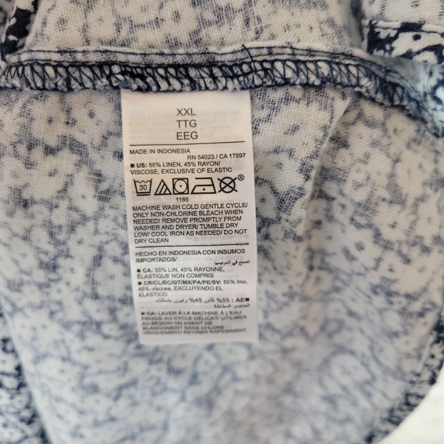 Old Navy Womens Dress XXL Plus Mini Slip Blue Floral Linen Rayon Spaghetti Strap