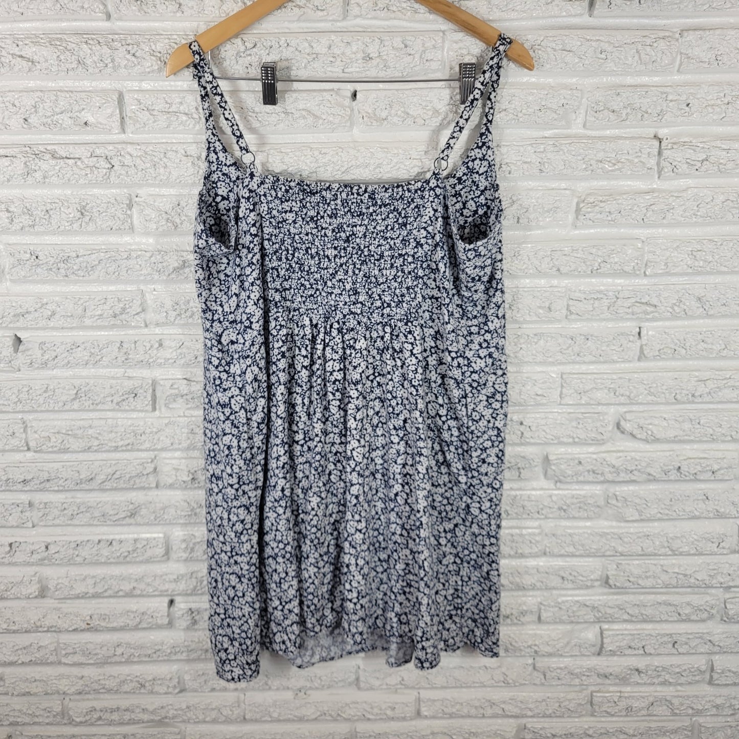 Old Navy Womens Dress XXL Plus Mini Slip Blue Floral Linen Rayon Spaghetti Strap